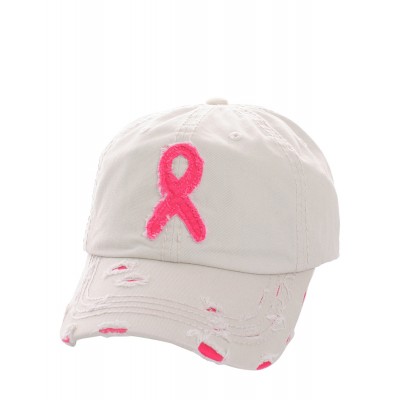 Distressed Breast Cancer Awareness Pink Ribbon Baseball Hat Cap OffWhite 683121169117 eb-75151666